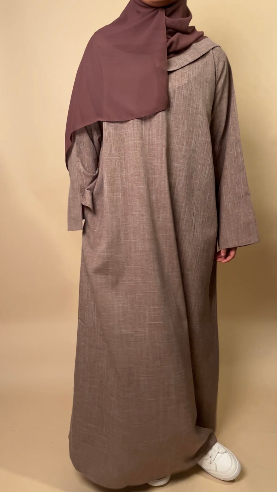 Linen closed abaya with Pocket - MAYSHA Abaya