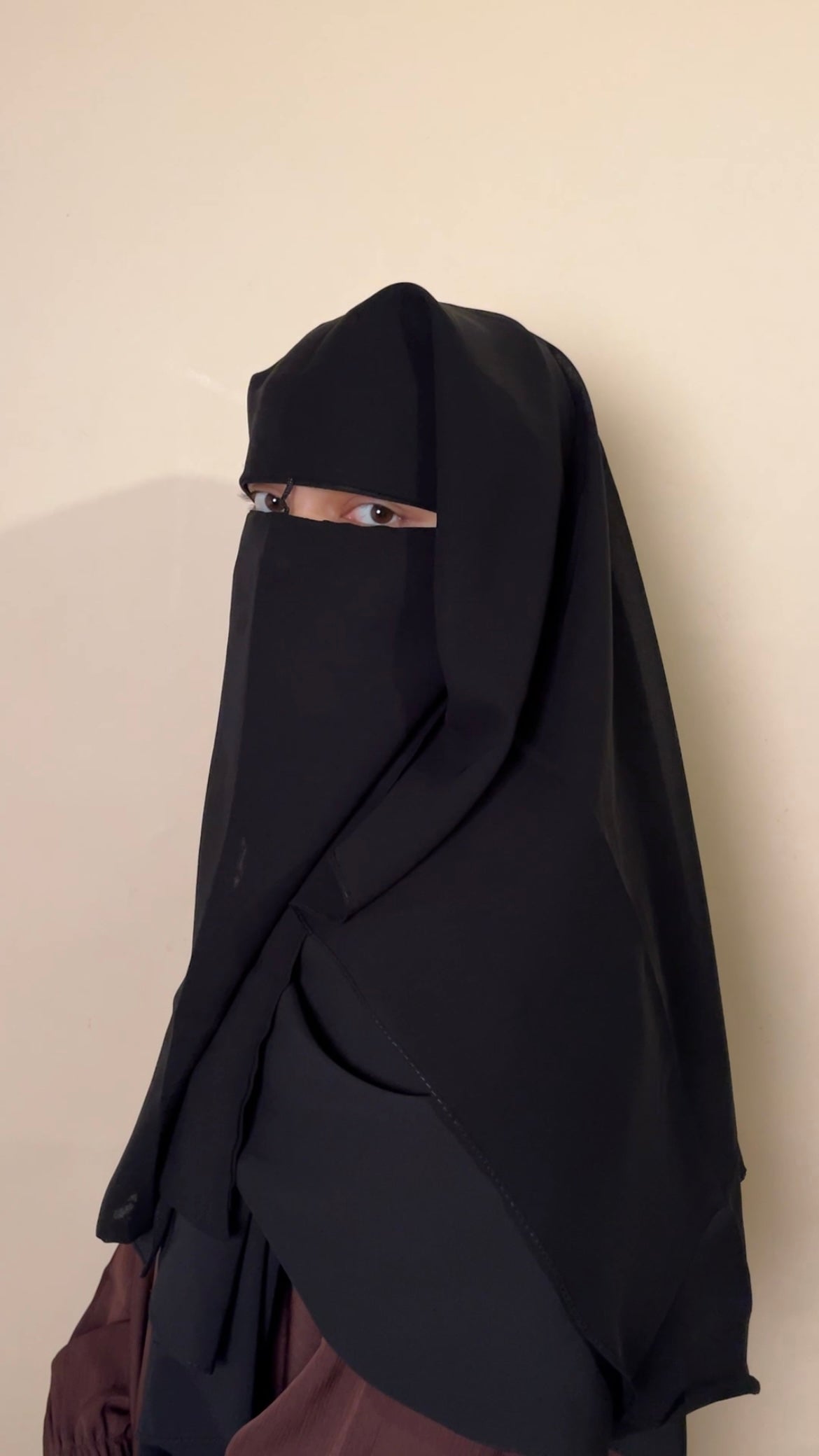 2 Layer Niqab with nosestring | Black - MAYSHA