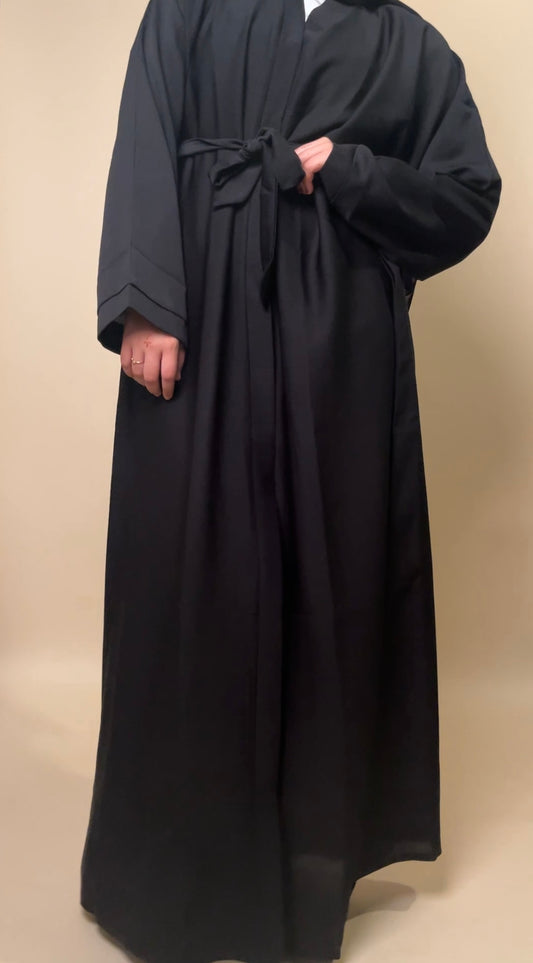 Zoom open abaya | Black - MAYSHA Abaya